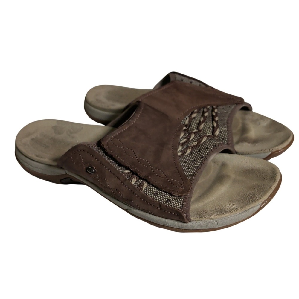Merrell Lilyfern Sandals Womens Size 9 Brown Leather Slip On Slide Gorpcore